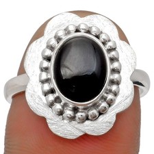 Natural Black Onyx - Brazil 925 Sterling Silver Ring s.8.5 Jewelry R-1088