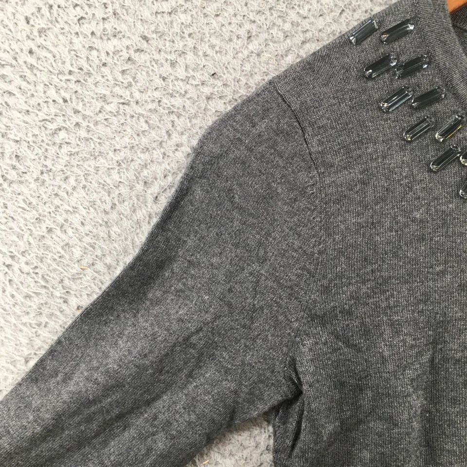 Merona 纽扣开衫毛衣女式 XS 灰色针织串珠长袖新品 — 第 4/4 张图片