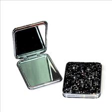 1x Crystal Makeup Mirror Glitter Handhold Pocket Compact Beauty Two Sides Chic
