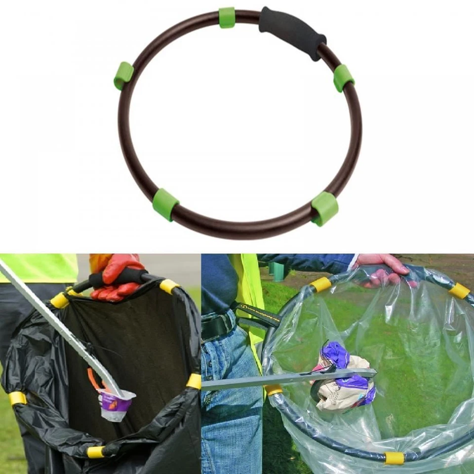THEHOOP Black Handy Hoop Ring Sack Bin Refuse Garbage Bag Holder Plastic With Handle New
