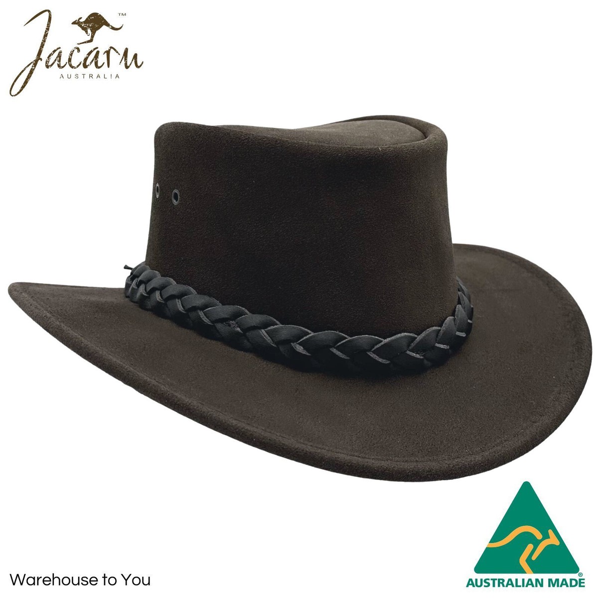 1746 Jacaru Hat Suede Leather Cowboy Men\'s Womens Childrens Kids Australian oZtrALa】Australian Buffalo Leather Hat Outback Breezer  main image 2