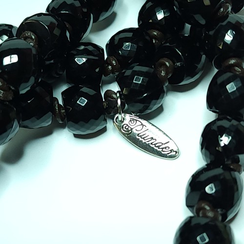 Plunder Mysterious Necklace Black Bead Brown Leather Cord 64" Retired Halloween - Picture 5 of 10