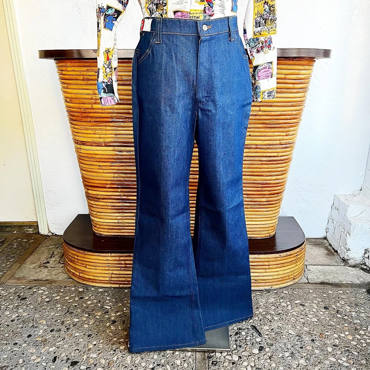 DEADSTOCK LADY LEE 1970’s 70s Stretch Denim Flared Bell Bottoms Vintage  Jeans 34