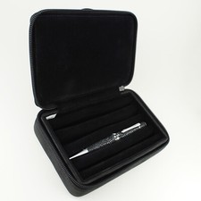 Black Leather Pen Case Holds up to 4 Pens 