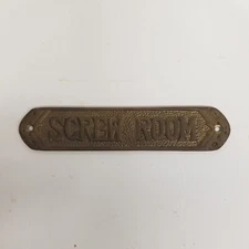 Vintage Brass Metal 6" "Screw Room" Over Door Sign, Man Cave, Shop Decor