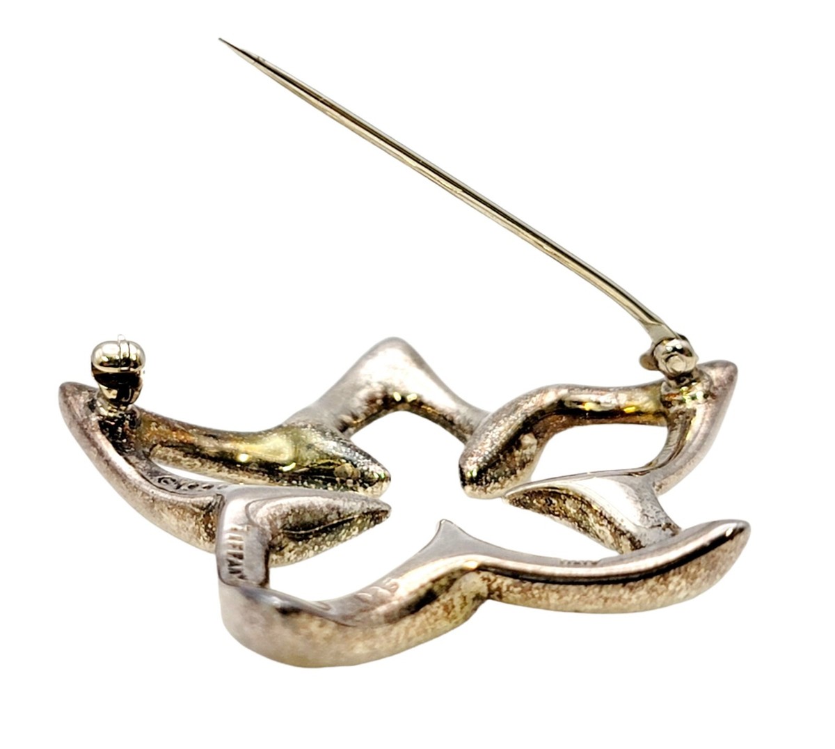 Tiffany & Co. Brooch Sterling Silver Open Flower Stick Pin Backing