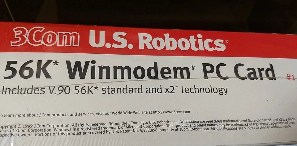 3Com U.S.Robotics Model 3013 56K Winmodem PC Card. Factory sealed. - Image 3 of 4