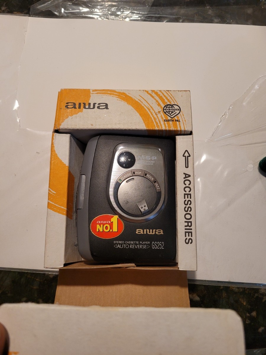 Baladeur Aiwa HS-GS252 - Walkman Cassette Vintage Noir - Pour Pièces (⚠️ Ne Fonctionne Pas)