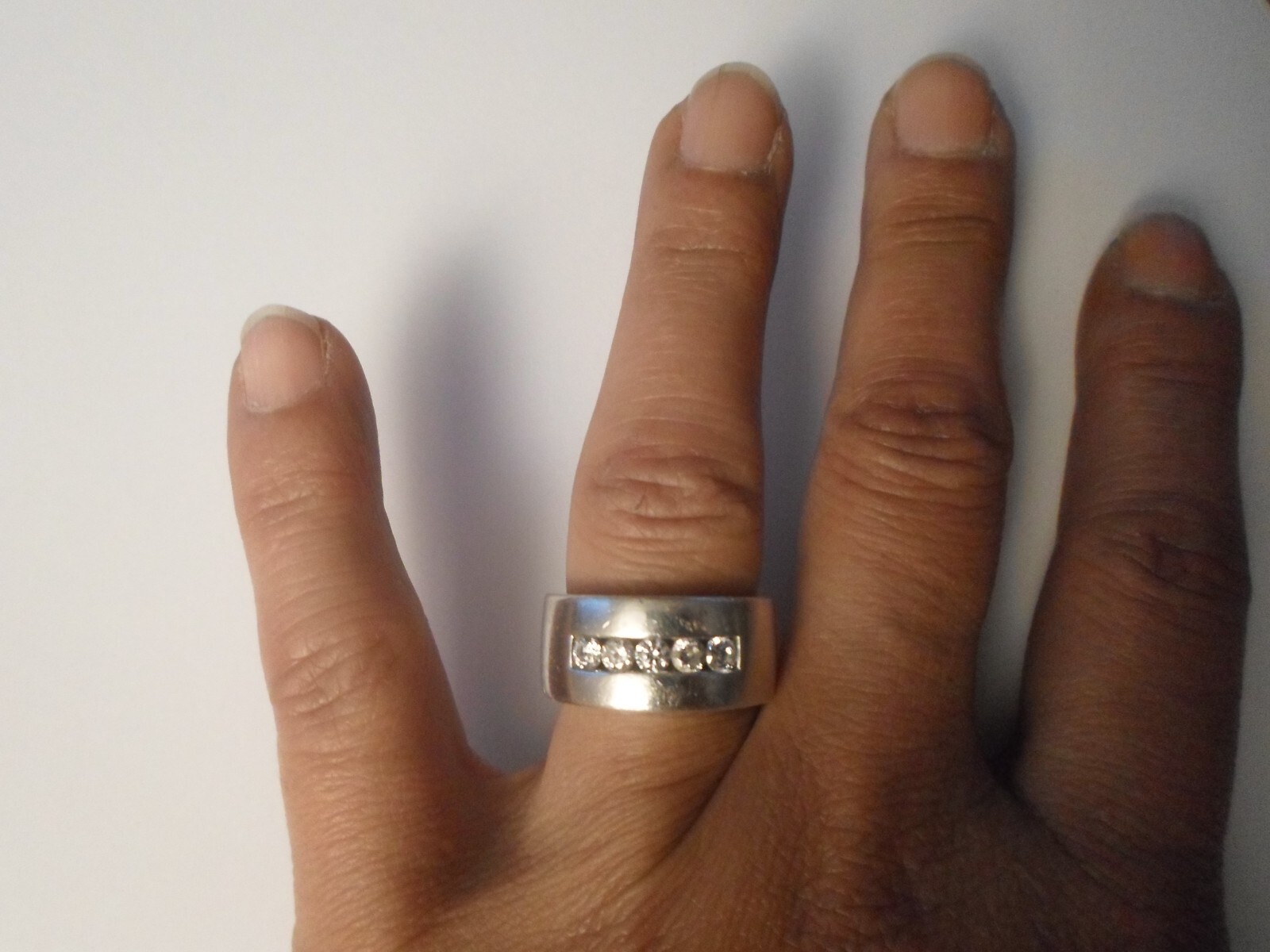 solid silver ring, zirconium inlaid ring, size 55… - image 4