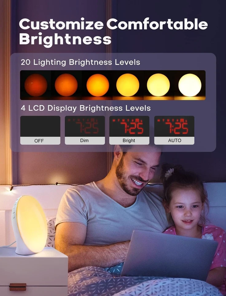 Lichtwecker Radiowecker Sonnenaufgang Vollbild Digital Wecker mit FM Radio C596 - Bild 3 von 4