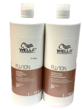 Wella Fusion Intense Fusionplex Shampoo + Conditioner 33.8 oz Duo + 2 free pumps
