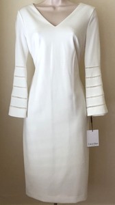 calvin klein white bell sleeve dress