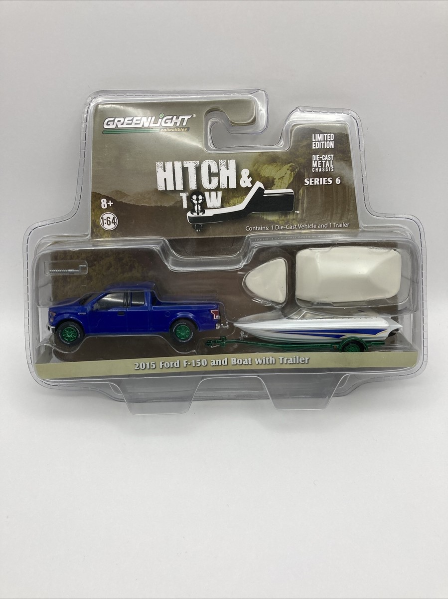 GREENLIGHT HITCH & TOW Blue 2015 FORD F-150 AND BOAT Chase | eBay