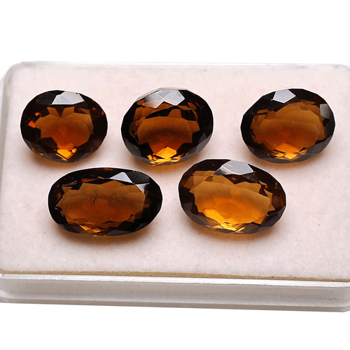 Lot 5 PC Natural Honey Cognac Quartz Hi-Grade 12mm-16mm Oval Cut Loose Gemstones - Picture 6 of 13