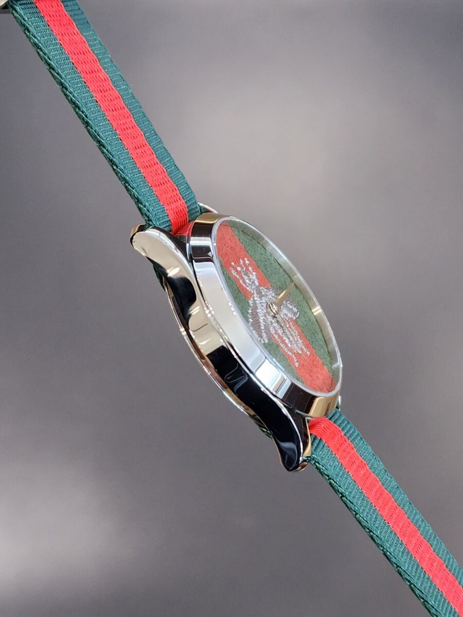 Gucci G-Timeless Quartz Green & Red Nylon Strap Watch Gucci G-Timeless Quartz Green & Red Nylon Strap Watch