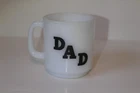 Vintage Glasbake "DAD" 10 oz Milk Glass Coffee Mug