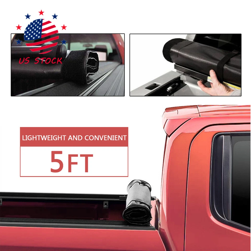 Soft Roll Up Tonneau Cover For 2015-2021 Colorado GMC Canyon Crew Cab 5ft Bed Foto 2 de 4