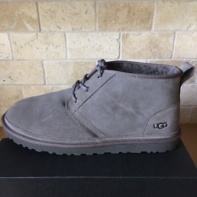 UGG Neumel Charcoal Grey Suede Sheepskin Chukka Ankle Boots 