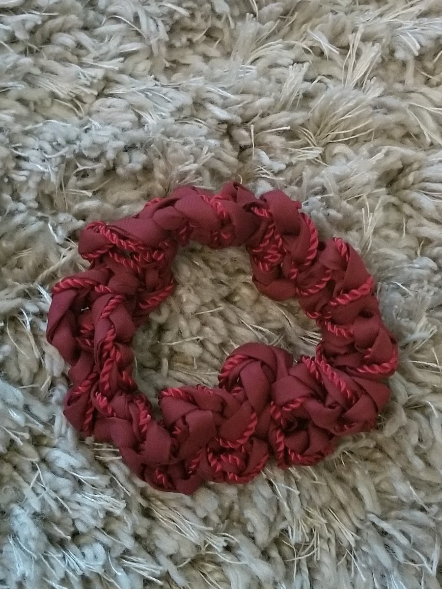 Cute Cranberry Puffy Rope Vtg Scrunchie Stretchy 80s Hair Band