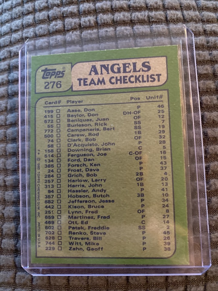 1982 Topps Baseball ROD CAREW #276 California Angels BATTING & PITCHING ...