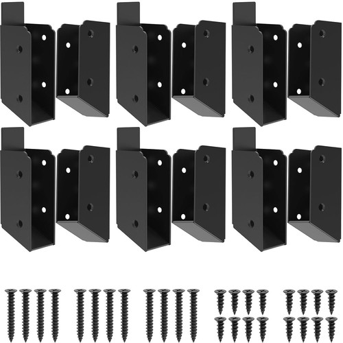 4-Pair Stainless Steel Stair Railing Brackets 30° - For 2x4 Wood Posts, Black Coated, Rust-Proof, Easy Install