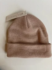 NWT Sole Society Pink Rose Cuffed Beanie Knit Hat Sparkle