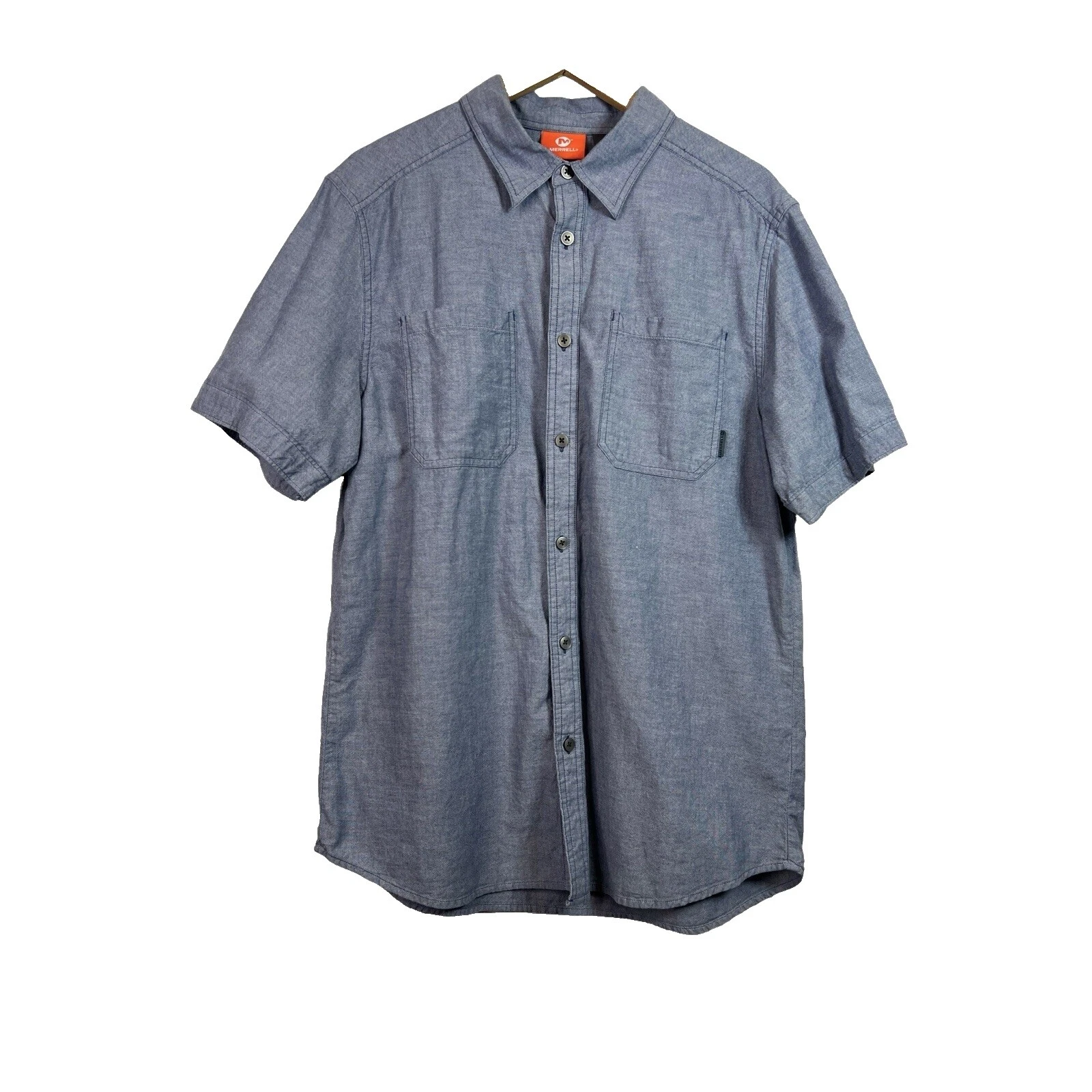Camisas masculinas casuais de algodão sólido com botões Merrell
