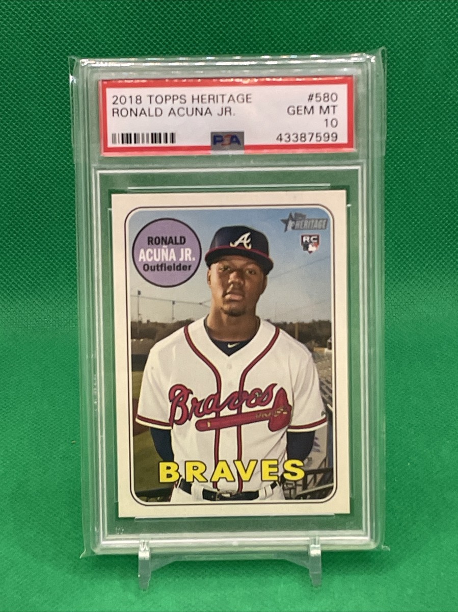 Ronald Acuna Jr. 2018 Topps Heritage #580 Rookie PSA 10! Atlanta 
