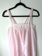 Vintage 1970s Diane Von Furstenberg Pink  White Long Nightgown Lingerie