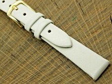 Vintage NOS Unused Hadley Roma White Calfskin Watch Band w Gold Tone Buckle 12mm