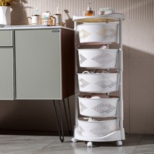 5 Tier Kitchen Rotating Shelf Rack Organizer Floor-standing Rack Space Saver
