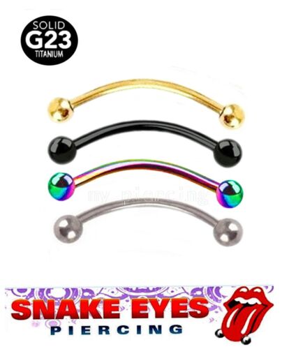 5pcs. Pack G23 Titanium Curved Barbell Tongue Snake-Eyes Piercing 16G 9/16" - Afbeelding 1 van 2
