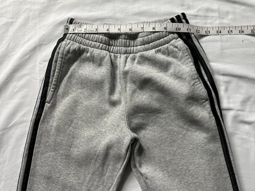 Adidas Youth Sweatpants Size M Light Grey Heather Joggers Black Stripes Logo - Picture 3 of 5