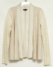 Gaby Eden Womens Faux Fur Faux Suede Winter White Sweater Jacket Size Small