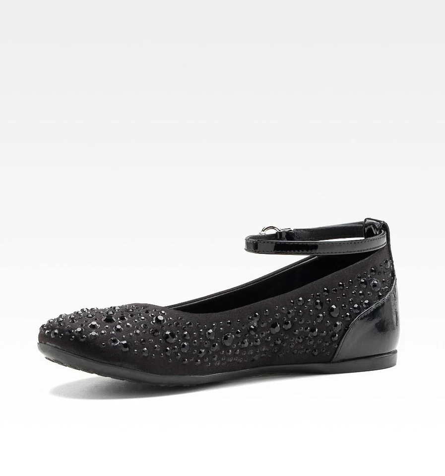 Nuevo Auténtico Gucci Niños Satén Ballet Plano con Strass, 26/US 10, Negro, 271303 Foto 2 de 4