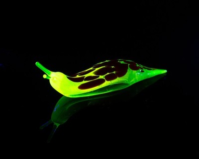Deep Bronze Red Uranium Glass Slug Figurine UV Reactive Green Hand Blown