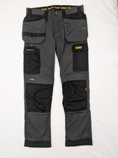 DeWalt Work Trousers W34 L31 Grey/Black Pro Stretch Holster Knee Pockets