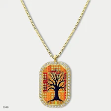 Stunning Tree Of Life Pendant Necklace Chain Graphic Dog Tag Chain Gift Design D