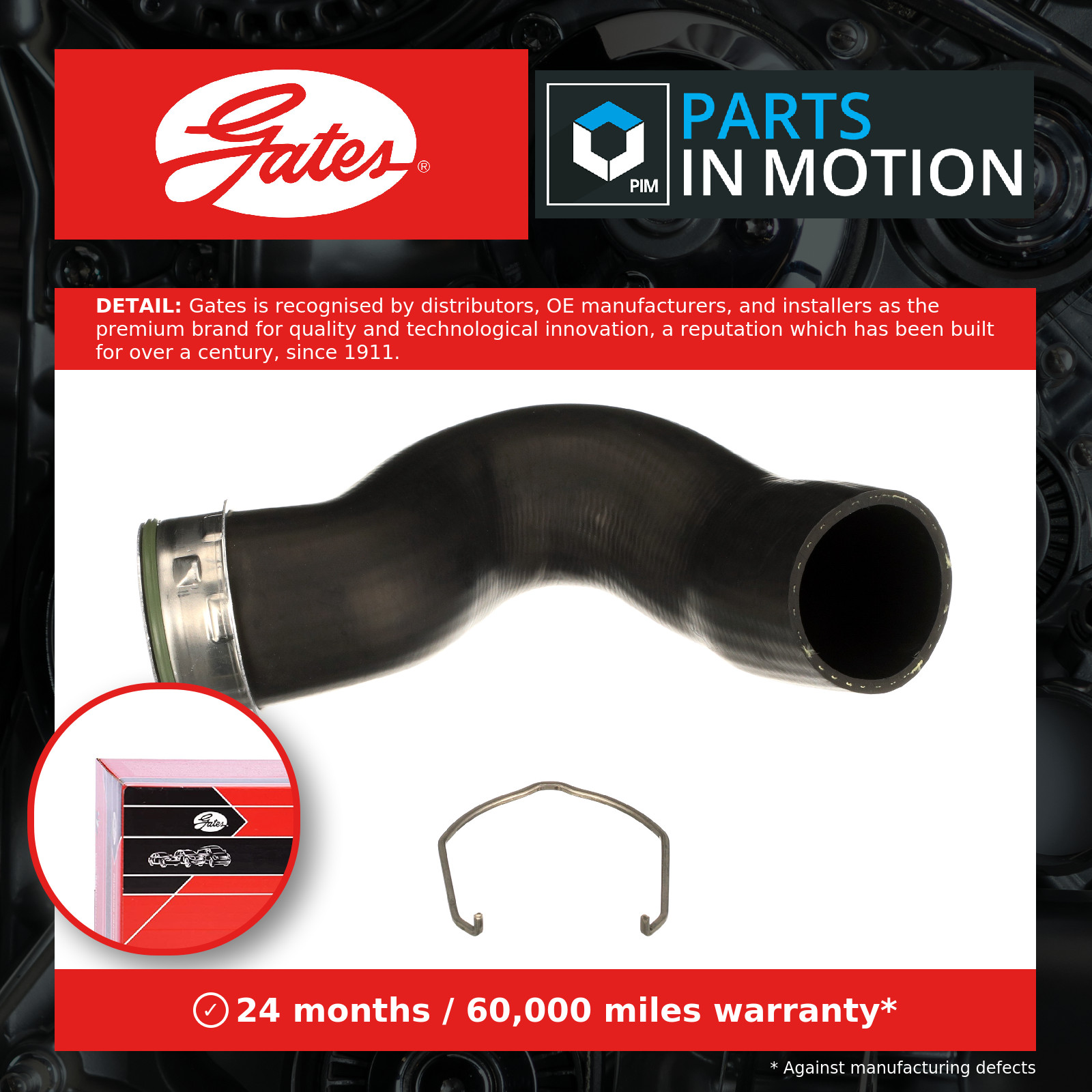 Turbo Hose fits VW GOLF Mk5, PLUS 1.9D 2.0D 03 to 09 Charger Gates 3C0145834M - Image 10