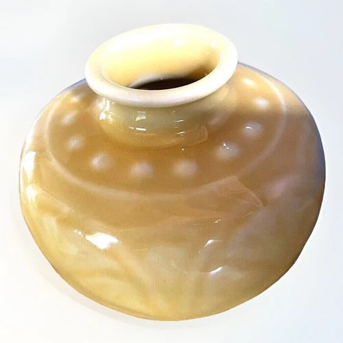 Rookwood, Gloss Yellow Glaze Vase with Embossed Detail, Form 6454 c.1934
