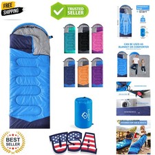 Camping Sleeping Bag - 3 Season Warm & Cool Weather - Summer Spring Fall Ligh...