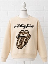 Zara Kids Rolling Stones Crewneck Sweatshirt Size 9-10 Cream