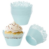 Cupcake-FöRmchen Aus Papier,50 StüCk,BackföRmchen Standard,Rosendekor,Hellblau