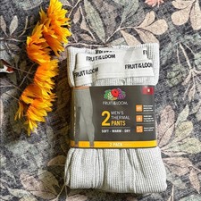 NWT Fruit of the Loom Gray 2 Pair of Waffle Stretch Thermal Men's Pants Size M 