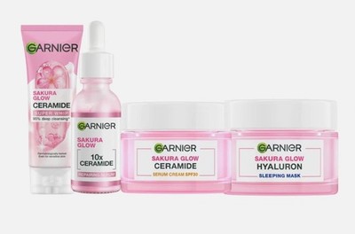 4 Items Garnier Sakura White Full Set Cleanser, Day Cream, Serum & Night Mask