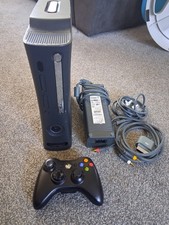 Microsoft Xbox 360 120gb black Console with AC Adaptor and Cables. Working