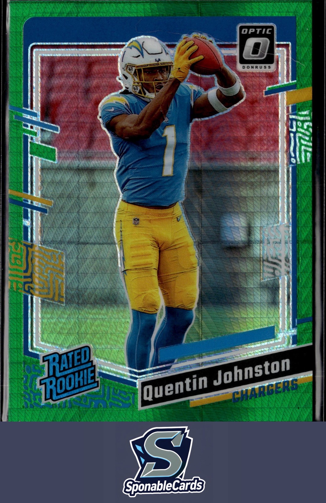 2023 Donruss Optic #265 Quentin Johnston Green Hyper