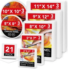 ESRICH Canvas Boards for Painting-21 Pack Blank Canvas Boards-4X4, 5X7, 8X10, 9X