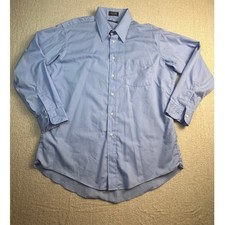 Christian Dior Monsieur Men L Blue Long Sleeve Button Front Dress Shirt Luxury