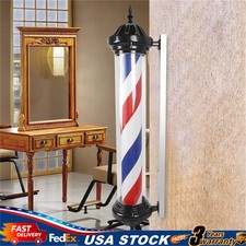 40" Outdoor Barber Shop Pole Rotating Light Hair Salon Sign Illuminated Light